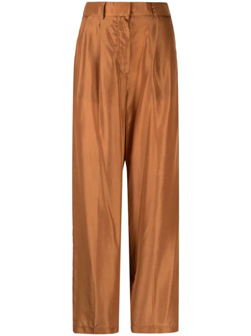 Pantalone a vita alta in seta habotai Forte forte | 12376BRONZE